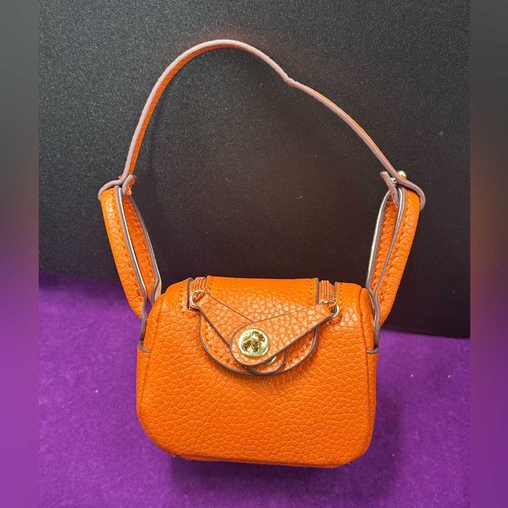 Orange Mini Purse Bag Charm | Top Handle